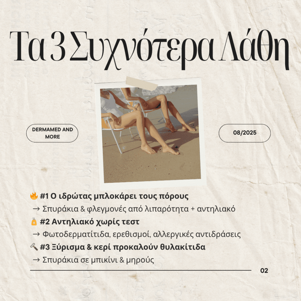 Τα 3 συχνότερα λάθη που δημιουργούν δερματολογικά προβλήματα το καλοκαίρι